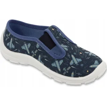 Chlapecké bačkory BEFADO papuče do školky modré s letadly vel. 25