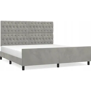 Postel Rám postele s čelem, sametový světle šedý, 203x186x118/128 cm