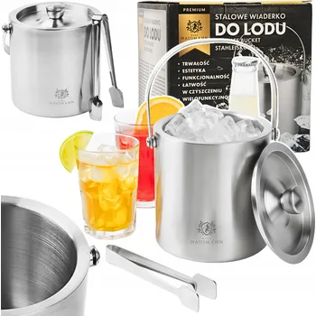 Nádoba na led Nádoba na led Karl Hausmann ocelová 1,3 l stříbrná s víkem a kleštěmi