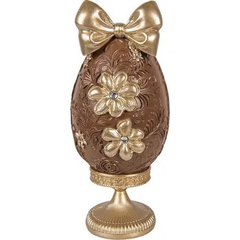 Velikonoční dekorace Clayre & Eef - Dekorativní vajíčko na podstavci CHOCOLATE 6PR6014