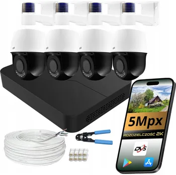 Bezpečnostní kamera MONITOROVACÍ SADA: 4 EXTERNÍ OTOČNÉ KAMERY 5MPX PTZ DVS POE ZOOM AUDIO