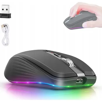 Myš Bezdrátová myš s RGB podsvícením, dobíjecí, duální režim USB