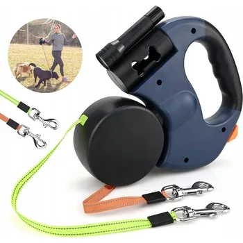 Vodítko pro psa VODÍTKO PRO PSA DVOJITÉ AUTOMATICKÉ PRO 2 PSY S BLOKOVACÍ SVÍTILNOU 3M