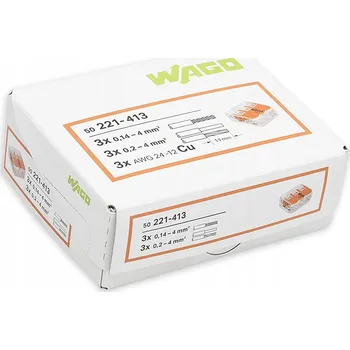 WAGO RYCHLOSPOJKA PRO DRÁT I LANKO 3 x 4mm2 221-413 50 Ks