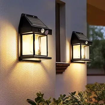 Venkovní osvětlení Solární lampa se senzorem teplá bílá