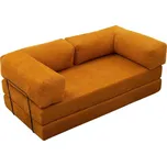 Třímístná rozkládací futonová pohovka Comfort 190 cm oranžová