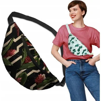 Kabelka Allbag ledvinka Nerka, černo-béžová, květy vícebarevné