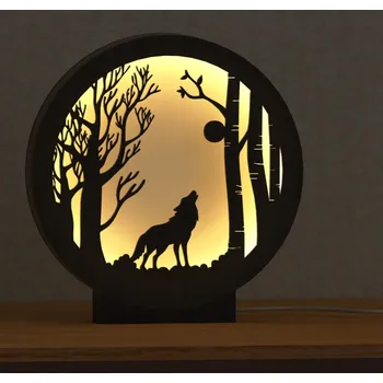 Lampička Lampička - vlk v lese (teplá barva světla)
