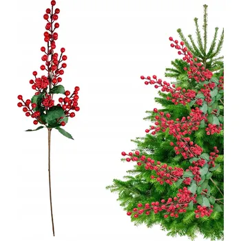 Vánoční dekorace Vánoční VĚTVIČKA Červená Jeřabina Hloh Větvičky na vánoční stromeček na aranžování