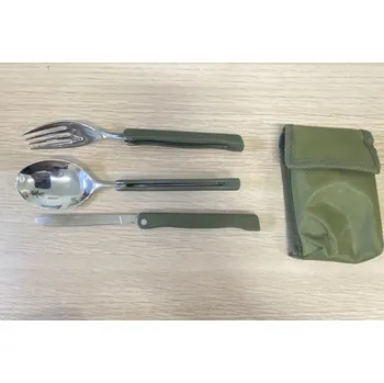 Kempingové nádobí Skládací příbor nůž, vidlička, lžice s obalem Miltec