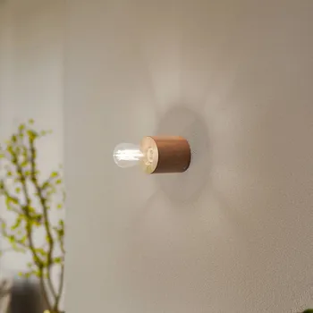 Lampička Envostar Peach Puff nástěnné světlo válec ze dřeva světlé dřevo 1 x 15 W LED - Doprava zdarma