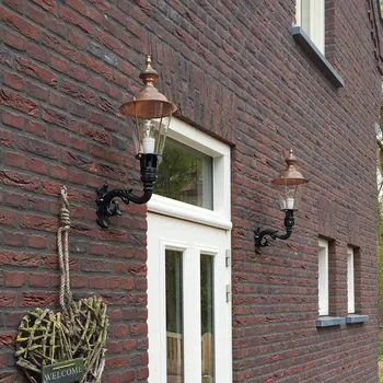 Venkovní osvětlení K.S. Verlichting Venkovní nástěnné svítidlo Hoorn, horní zásuvka, černé měděná, čirá 1 x 60 W - Doprava zdarma