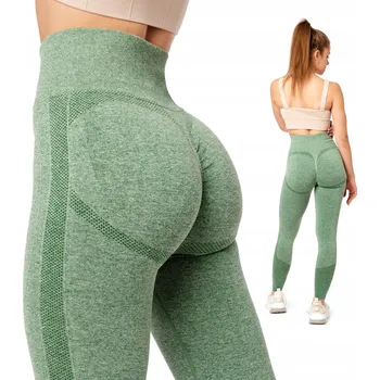 Dámské legíny Push Up legíny s vysokým pasem bezešvé Sport Fitness BLV50-254 Zelené M