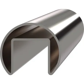 Madlo do koupelny nerezové kruhové madlo HM42, délka 2 m - nerezový profil ø 42,4 mm, tl. 2 mm s otvorem pro pro LED osvětlení nebo sklo 8 - 17,5 mm, broušená nerez K320/AISI304, prodej v délkách 1, 2, 3, 4, 5 a 6 m, cena za kus