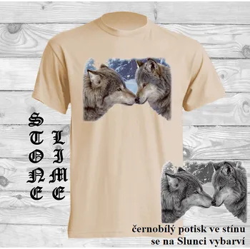 Pánské oblečení panske-bavlnene-tricko-uv-potisk-hlava-vlci Barva: Lime stone - krémová, velikost: XXL
