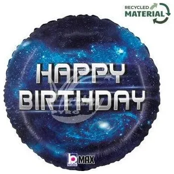 Zábavní pyrotechnika Balón fóliový 46 cm Happy Birthday - vesmír