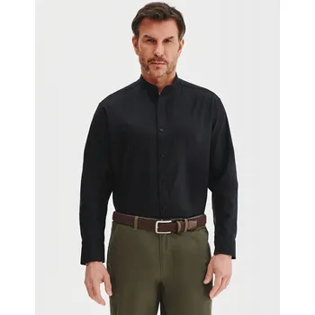 Pánská košile Pánská košile Pako Lorente z černého lněného se stojáčkem vel L