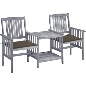 VidaXL Zahradní křesla se stolkem a poduškami, akáciové dřevo