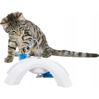 Hračka pro kočku Hračka pro kočky Trixie Feather Twister plastová hračka s pohyblivými peříčky 23 x 15 x 18 cm bílá