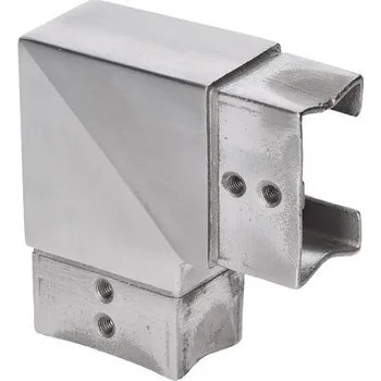Madlo do koupelny přechod 90° na obdélníkové madlo JHM60x40, nerez - rohová spojka, koleno, rozměr 60 x 40 x 1,5 mm, lepený spoj, broušená nerez K320 / AISI304