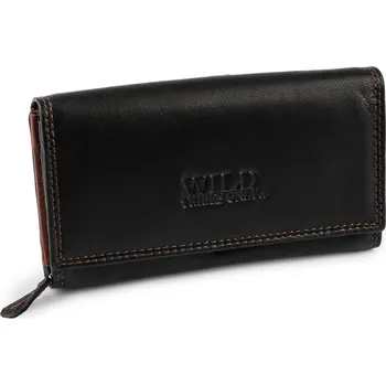 Peněženka Dámská kožená peněženka 9,5x17 cm, střední, 7 černá hnědá