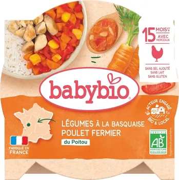 Příkrm BabyBio od 15 měsíců 260 g kuře, rýže, zelenina