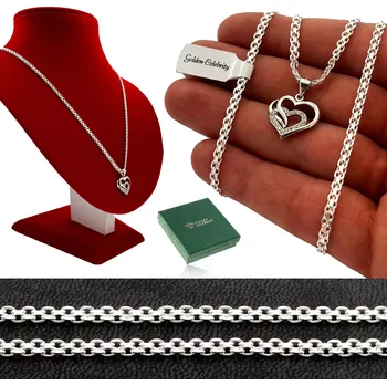 Náhrdelník Stříbrný náhrdelník Golden Celebrity se zirkonem ve tvaru srdce, 45 cm, stříbro 925