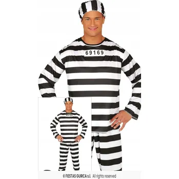Karnevalový kostým Kostým vězeňský, pánský, pro vězně, odsouzence, zločince, velikost L