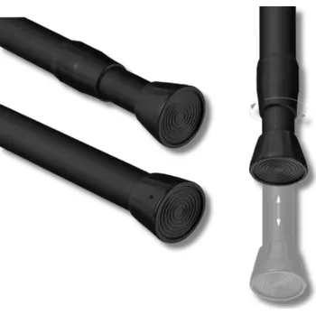 Tyč na sprchový závěs Teleskopická rozpěrná tyč 110-200 cm Multifunkční Nerezová Ocel Černá