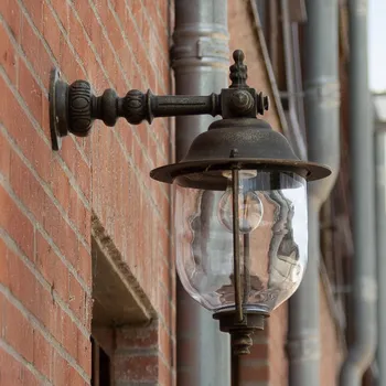 Venkovní osvětlení K.S. Verlichting Lindau - Venkovní nástěnné svítidlo bronzová starožitná, čirá 1 x 60 W - Doprava zdarma