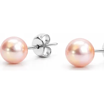 Náušnice Stříbrné perlové náušnice – malé pecky z pravých říčních perel - Lososová