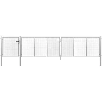 vidaXL Zahradní brána ocelová 500 x 75 cm [144334] Barva: Stříbrná
