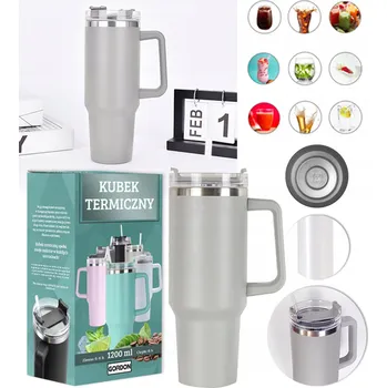 Termohrnek TERMOHRNEK MagiCook 1200 ml s brčkem, USA styl, světle šedý