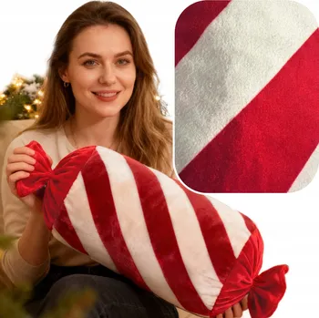 Polštář VÁNOČNÍ POLŠTÁŘ DEKORAČNÍ CUKR BORDÓ BÍLÁ 36x20 cm OZDOBNÁ