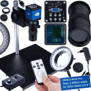 Mikroskop DIGITÁLNÍ MIKROSKOP HDMI FULLHD 2MP ZOOM 100X + 56 LED OSVĚTLENÍ A ZÁKLADNA