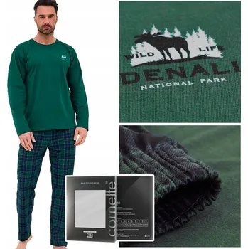 Pánské pyžamo Pánské pyžamo Cornette 124/307 Denali 3 vel. XXL (52) bavlna, zelená mřížka