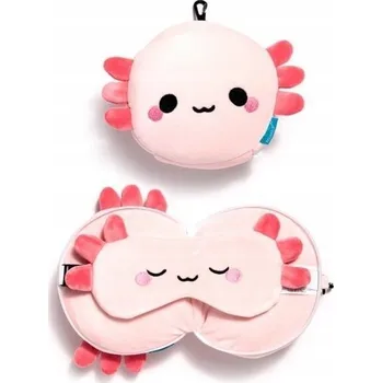 Pleťová maska Aksolotl Maddie cestovní polštář a maska na oči - plyšová hračka mloka