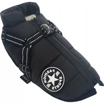 Obleček pro psa BUNDA OBLEČEK PRO PSA VESTA TEPLÁ ZIMNÍ S POSTROJEM ČERNÁ XL