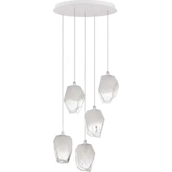 NOVA LUCE závěsné svítidlo ICE bílé sklo s přechody a bílý kov G9 5x5W 230V IP20 bez žárovky 9160235