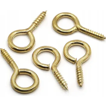 Věšák Závěsné háčky se očky 23 ks, zlaté závěsky, šrouby s okem háček