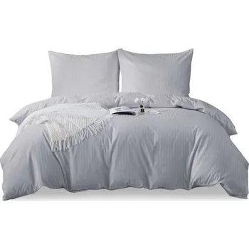 Povlečení Šedé Povlečení z bavlněného Damašek 220x200cm + 2 povlaky na polštáře 70x80cm