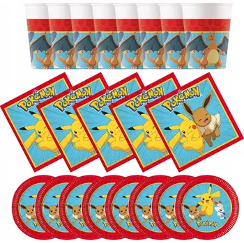 Sada Kelímků, Talířků a Ubrousků na Narozeninovou Oslavu pro Děti Pokemon, 36 ks
