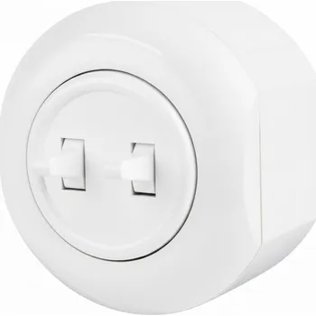 vypínač LOFT BÍLÝ DVOJITÝ SCHODIŠŤOVÝ SPÍNAČ NA OMÍTKU KONCOVÝ JLM