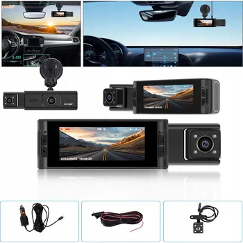 IP kamera AUTOKAMERA 3 kamery - palubní kamera / kamera na čelní sklo 1080P