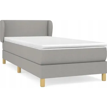 Postel Kontinentální postel světle šedá 203 x 93 x 78/88 cm s matrací 90 x 200 x 2 cm