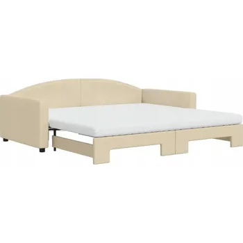 Pohovka Krémová pohovka s funkcí spaní 223 x 110 x 75 cm, rozkládací na 212,5 cm