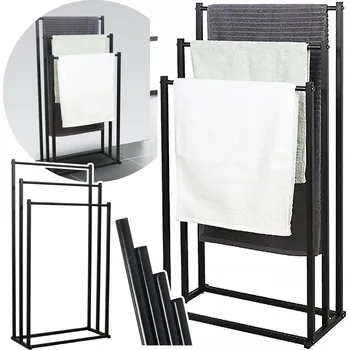 Věšák STOJAN VĚŠÁK NA RUČNÍKY STOJACÍ PODLAHOVÝ KOUPELNOVÝ 3 RAMENA KOVOVÝ