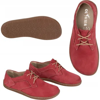 Dámské tenisky BAREFOOT Dámské minimalistické kožené boty 1082 červené nubuk 42