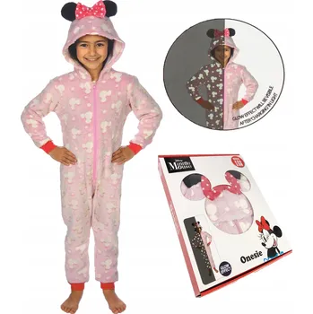 Dívčí pyžamo FLEECOVÝ OVERAL PYŽAMO PRO DÍVKY 110 - 116 CM Minnie Mouse S KAPUCÍ