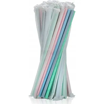 Ekologická papírová brčka 200x5,8 mm pastelová v papíru